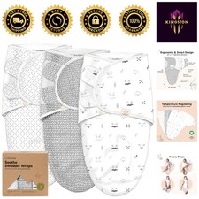 3-Pack Organic Cotton Baby Swaddle Sleep Sacks - Soft Stylish for Newborns