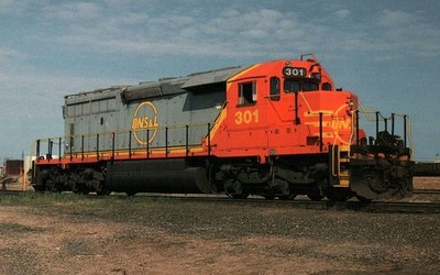 1994 QNS&L SD40-2CLC Unit 301 Locomotive Sept-Iles Quebec Railroad Postcard