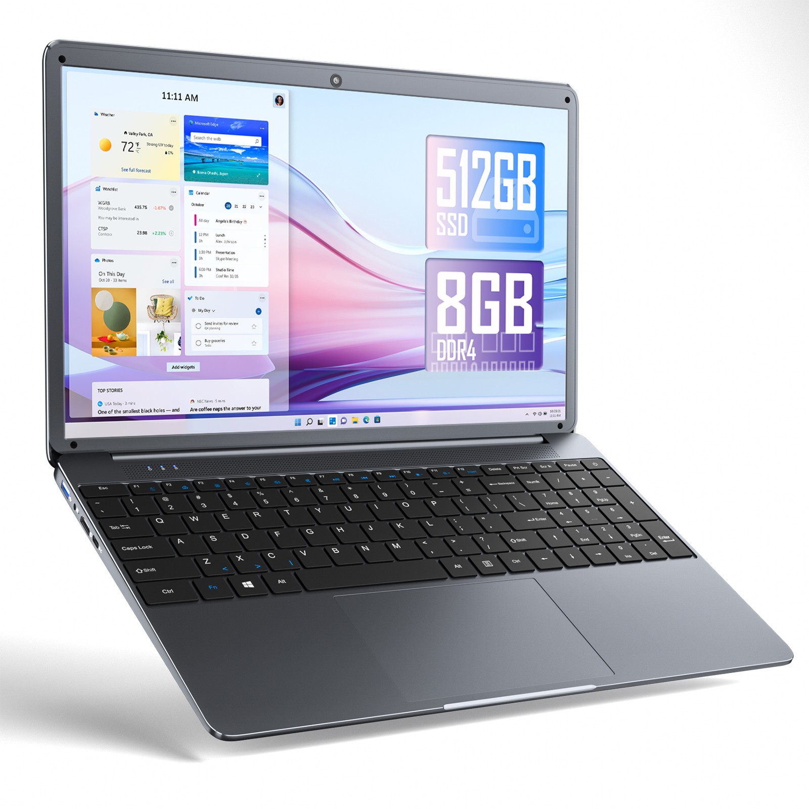 15.6" Windows 11 Laptop Intel Core i3 8GB 512GB SSD HDMI USB-C WiFi Notebook