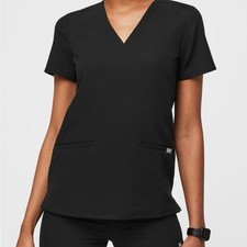 Figs Black Casma Three-Pocket Scrub Top SZ XL