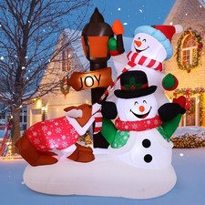 6 FT Christmas Inflatables Outdoor Decorations Inflatable Dog and Snowman Blow U
