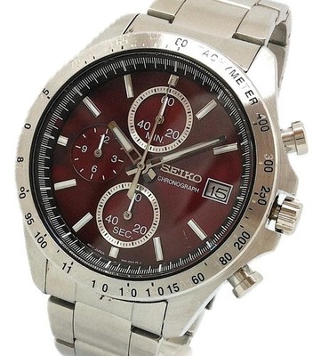 K*I様 SEIKO スピリット クロノグラフ 8T67-00C0 ブラウン文字 Seiko Spirit Chronograph Quartz Watch Dark Red Dial Men's 8T67