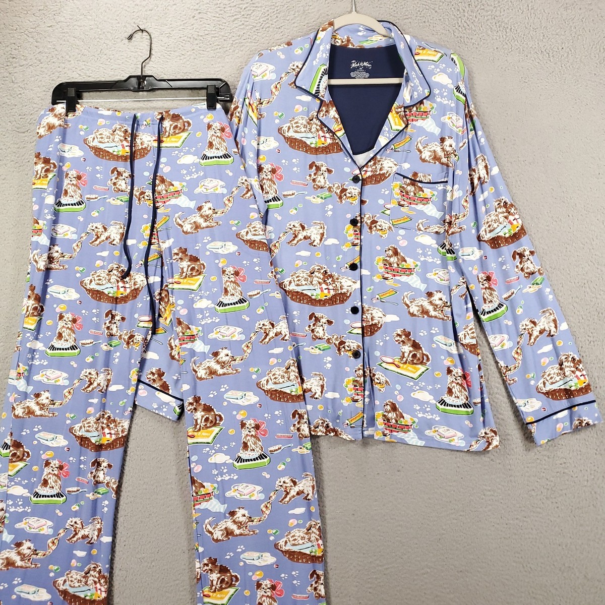 Nick Nora Pajamas Womens 2XL Pc Set PJS Shirt Top Pants Dog