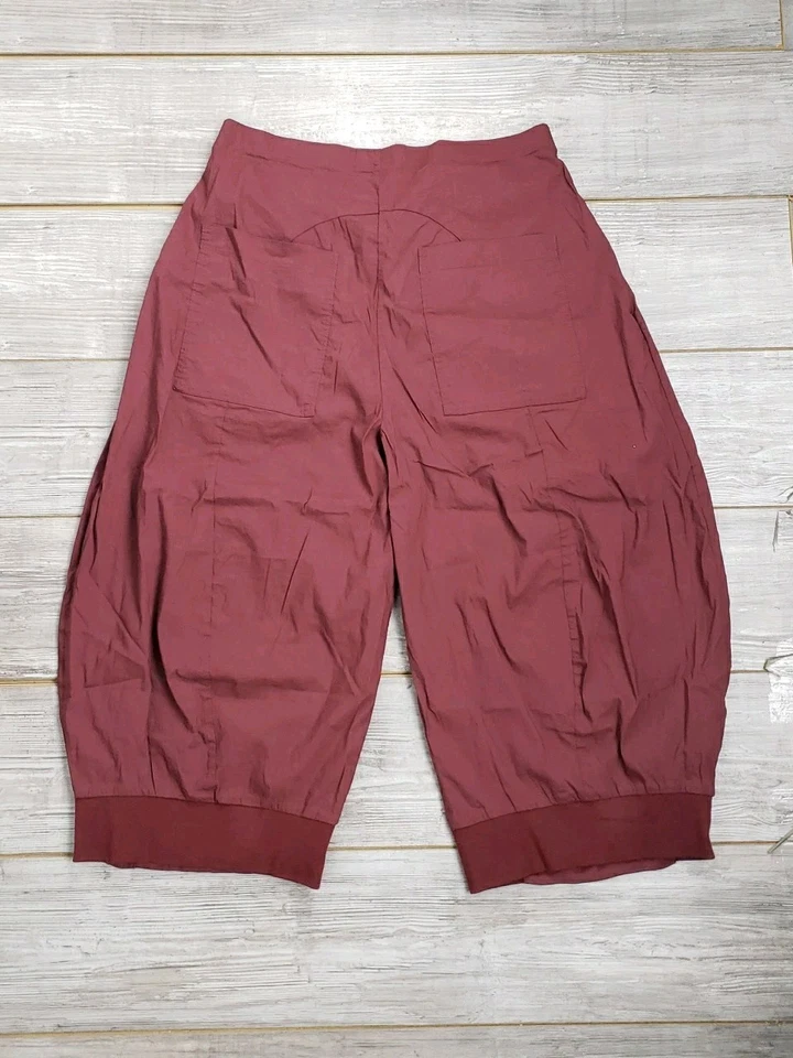 全新 Rundholz 黑色标签女式 XL 葡萄酒棉/亚麻阔腿裤 — 第 2/4 张图片