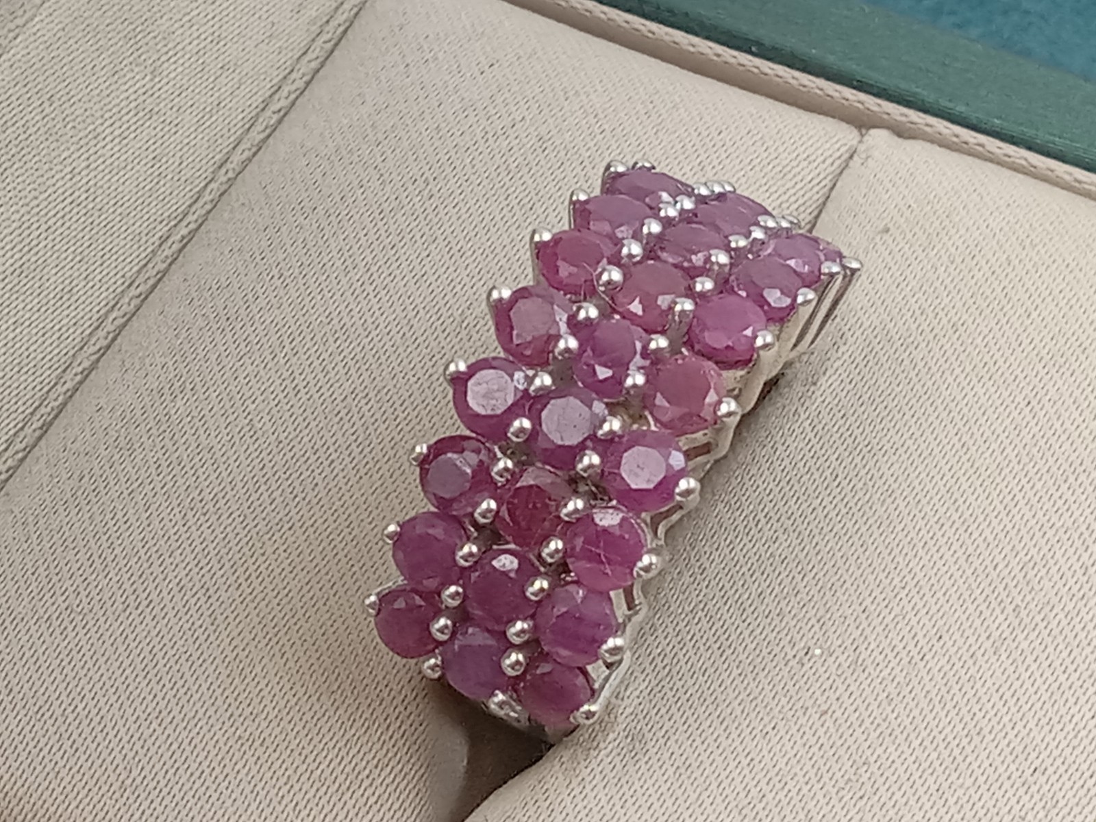 Sterling Silver Ring w 27 Small Ruby Gemstone Set… - image 4