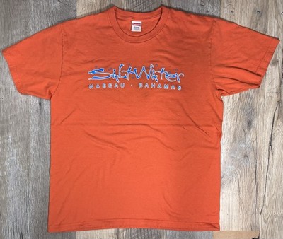 SUPREME Salt Water Nassau Bahamas T-Shirt Men XL Orange Pre-Shrunk Cotton USA