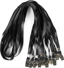 Durable Nylon Lanyards for ID Badges with Bulldog Clips, 50 Pack - Black