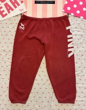 VS PINK VINTAGE Y2K SWEATPANTS RED LOVE ROCK N ROLL CROSSBONES DOG PUP RARE LG