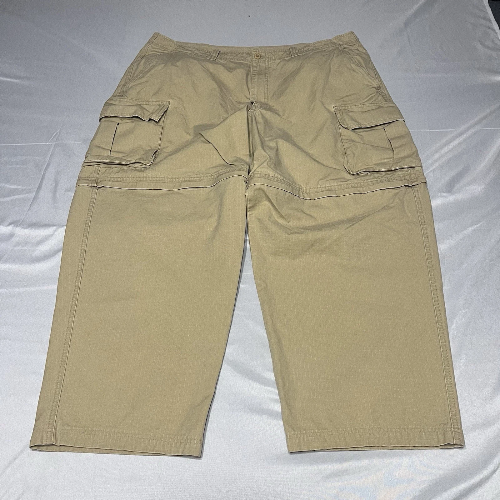 L.L. Bean Cargo Convertible Pants Mens Fits 38x27 Tan Beige Ripstop Canvas Gorp