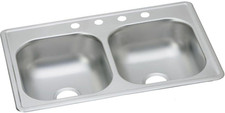 Elkay DSE233194 Dayton Equal Double Bowl Drop-In Stainless Steel Sink,33 X 19