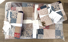 Pottery Barn Mila reversible FULL QUEEN patchwork quilt EURO shams