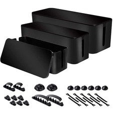 3 Pack Cable Organizer Box - Cable Management Solution for Surge Protectors  Co