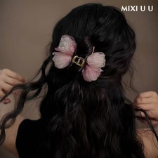 Medium Floral Hair Claw, Elegant Romantic Flower Hair Clip, Pink Brown 2 Color