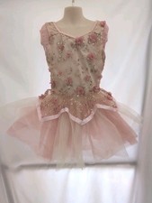 Blush Pink Gold Flower Sheer Dance Costume Medium Child MC 7 8 Ballet Dress