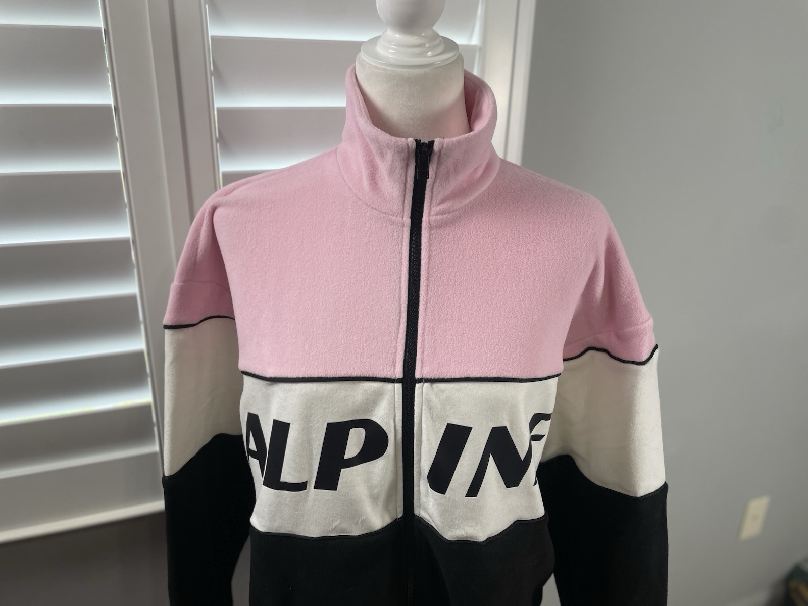 H&M Alpine Fleece Oversized Pink Black Full Zip Jacket XS SKI Snowboard Coat thumbnail 8