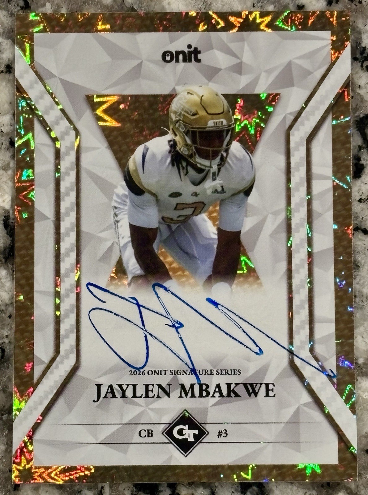 Jaylen Mbakwe 2026 Onit Athlete Georgia Tech Football Gold Auto 1/1 Autograph