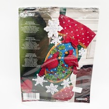 Bucilla Red Cardinals Bird Felt Christmas Stocking Kit 86235