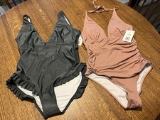 Two NWT Cupshe Womens One Piece Swimsuit Size Small Blush And Green