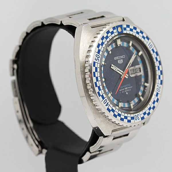 Seiko 5 Sports 6119 8300 Watch Blue Dial Automatic Mens Authentic Vintage image 2