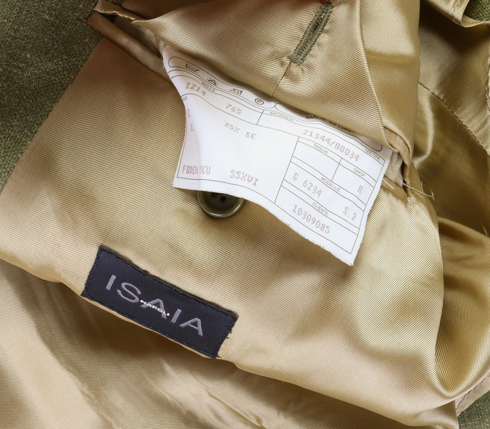 NWT ISAIA NAPOLI BLAZER coat jacket green wool silk linen luxury Italy 46 - Image 3 of 4