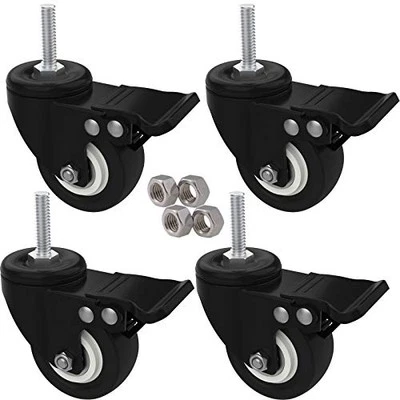 MySit 2" Casters with Brake Lock (Threaded Stem Bolt M10x25), Heavy Duty Swivel