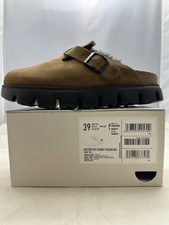 Birkenstock Boston Chunky Shearling Suede Leather 1030574 Dark Tea