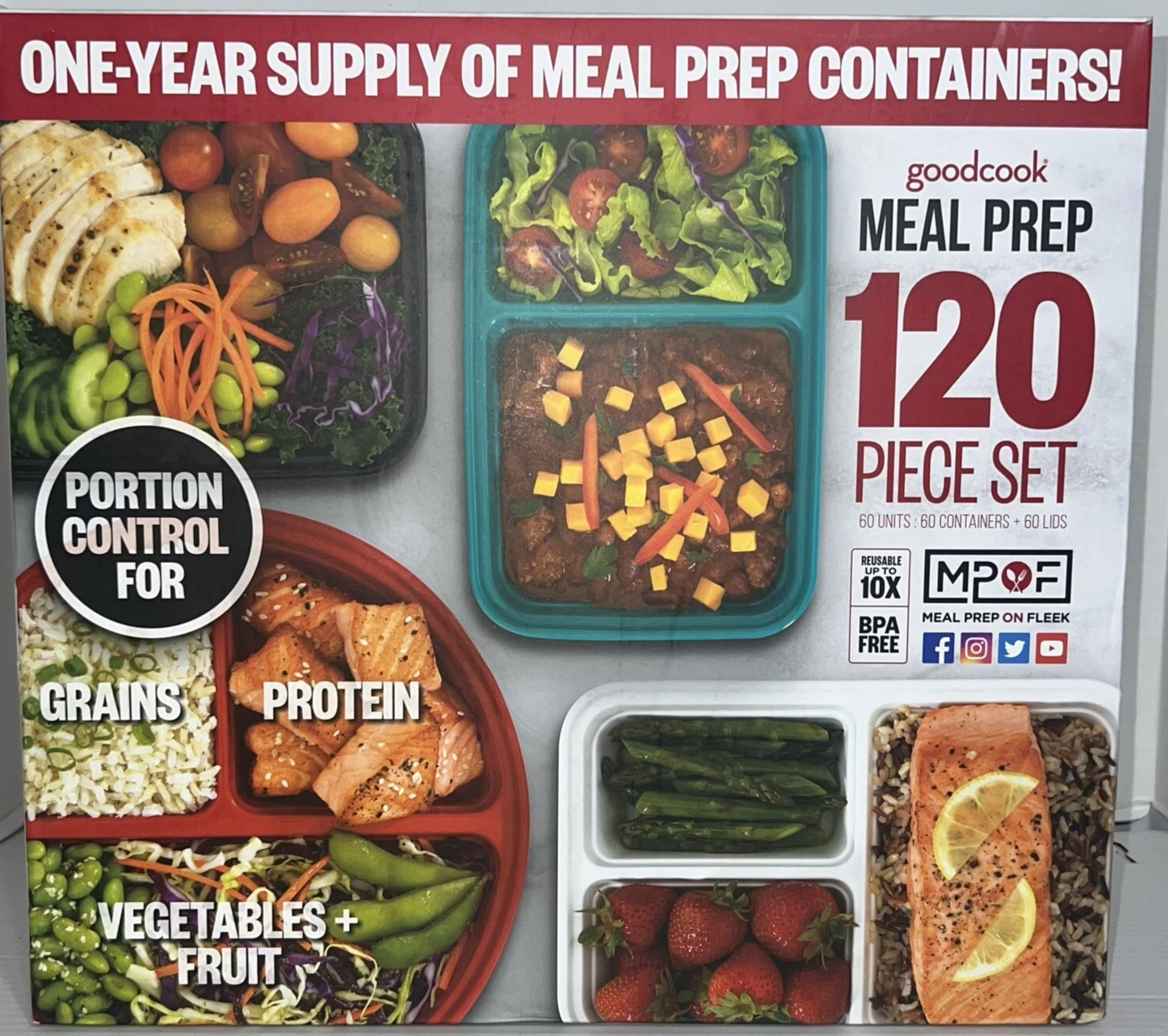 Goodcook Meal Prep 120 PIECE SET Food Storage BPA Free 60 Containers 60 Lids
