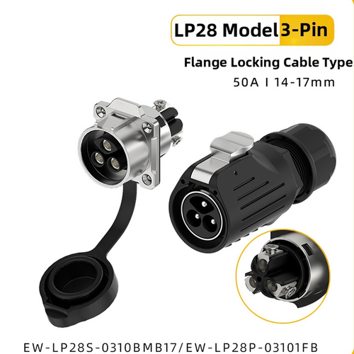 EW-LP28 Aviation Connector 3-Core Flange Lock Wire 50A for Battery ...