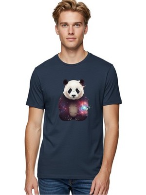 Giant-Panda-Space Mens Graphic Tee, 100% Cotton, Casual Summer Wear