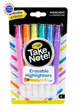 Erasable Highlighters 6ct Assorted Crayola Take Note Bleed Chisel Marker Gifts