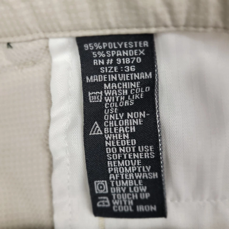 Pebble Beach Performance Men's Golf Shorts Beige Geometric Size 36 Lightweight - Image 4 of 4