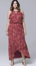 White House Black Market Paisley-Print High-Low Maxi Dress Size 8
