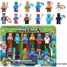 Set of 12 Minecraft Figures- Minecraft Overworld Action Figure Set