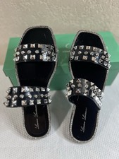 LAUREN LORRAINE Studley Black Crystal Rhinestone Sandals Women  s US Sizs 6.5
