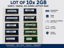 Lot of 10x 2GB DDR3 DDR3L SO-DIMM Laptop RAM 20GB Mixed Brands