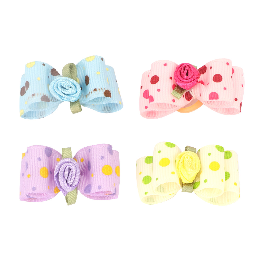 20Pcs Dog Hair Bowknot With Elastic Band Pet Puppy Teddy Grooming Hair Accessori