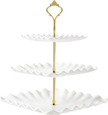 Plastic Dessert Cupcake Stand, 3 Tier Cupcake Tower Holder, White Thicker Food