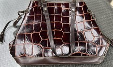 Vintage Dooney Bourke Croc Embossed Leather Tote Bag