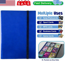 360 Card Pocket Binder with Elastic 9 Pocket Trading Cards Album Folder Blue US