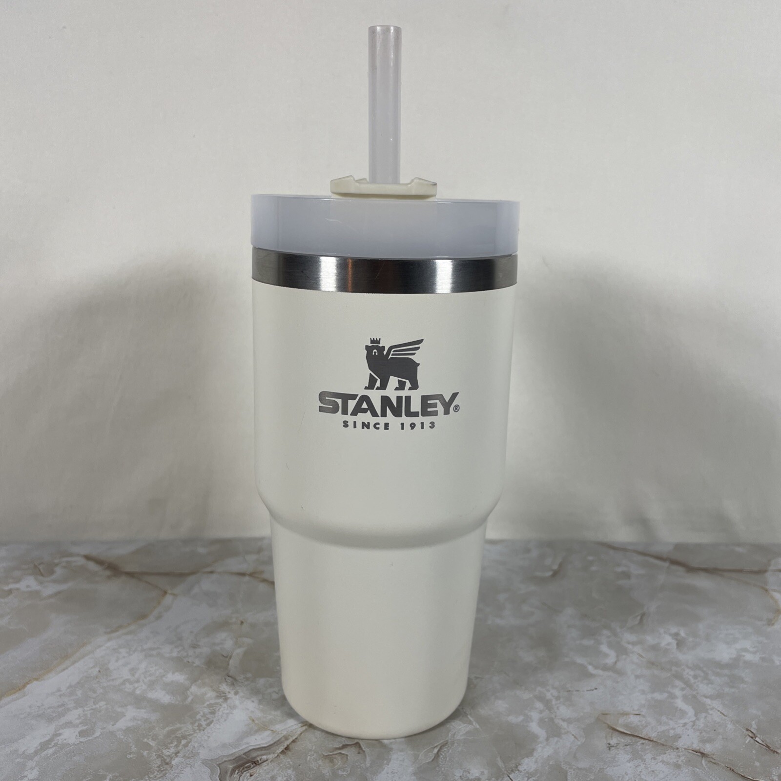 Stanley Quencher 20 oz White Stainless Steel Travel Tumbler Mug