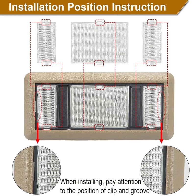 Para Chevrolet C1500 K1500 1988-1999 Mapa Domo Luz Centro Domo Lente Lámpara Cubierta Foto 4 de 4