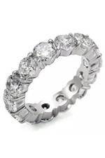 Men's 4mm Tennis Ring Silver Finish Icy Bling Round Cut CZ Pinky Wedding Band