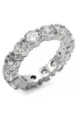 4mm Silver Finish CZ Eternity Engagement Bridal Band Tennis Pinky Ring Size 5-10