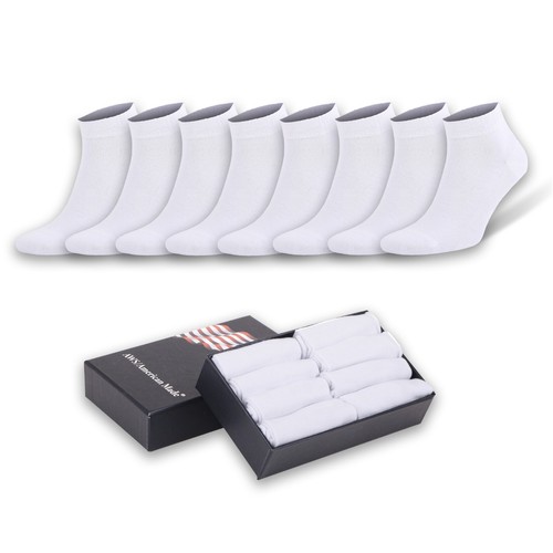 Calcetines de tobillo de corte bajo de bambú para hombre transpirables sin olor 8 pares con caja de regalo - Imagen 2 de 31