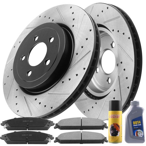 Front Black Brake Rotors and Brake Pads For Dodge Challenger Charger