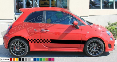 Seitenstreifen Vinyl-Aufkleber Für Fiat 500 Abarth - Racing Streifen, Personalisierbar
