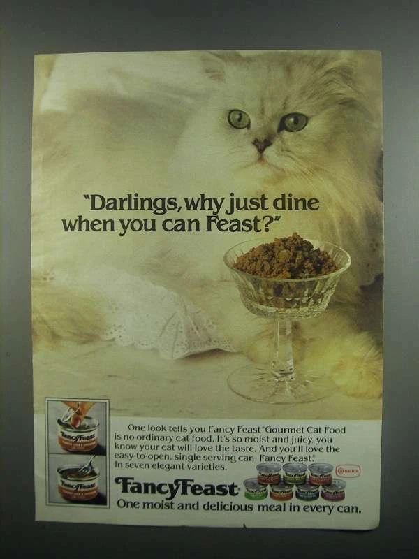 1984 Carnation Fancy Feast Cat Food Ad - Darlings | eBay