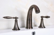 Brown Bronze Widespread Bathroom Basin Sink Faucet Mixer Tap 2 Handles 3 Holes