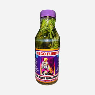RIEGO FUERTE Santa Muerte Tumba Trabajo Para Limpias Contra Daños Envidias 16 oz