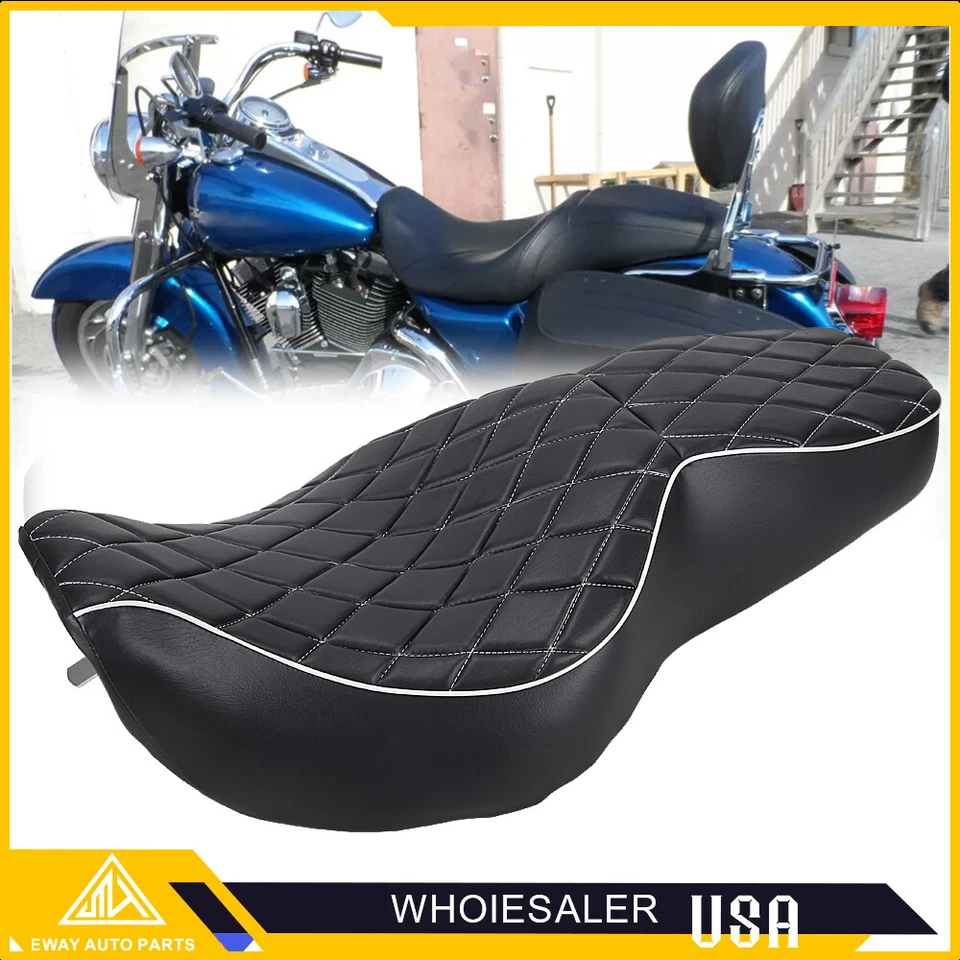 Asiento de conductor y pasajero de bajo perfil para Harley Touring Road King 1997-2007 Foto 2 de 4